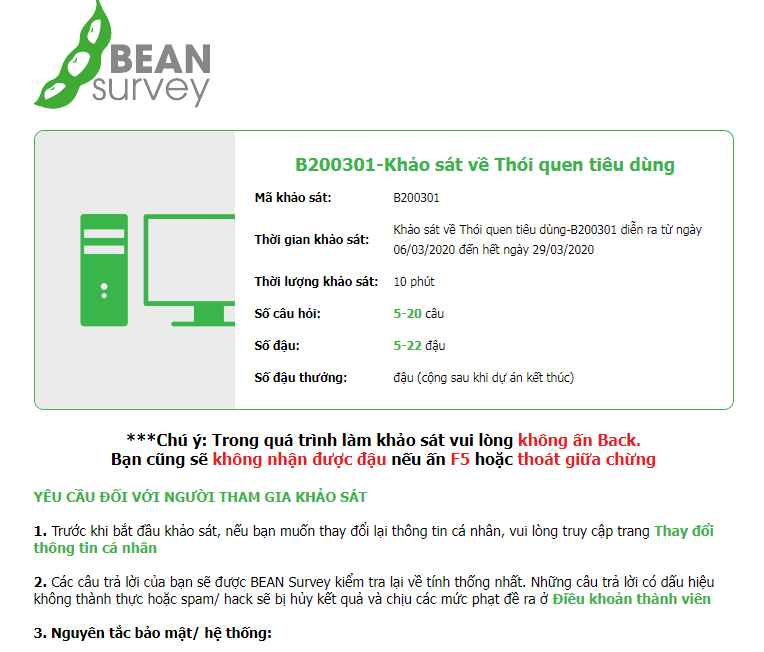 Làm khảo sát kiếm tiền Bean survey kiếm thẻ cào điện thoại BeanSurvey có lừa đảo không