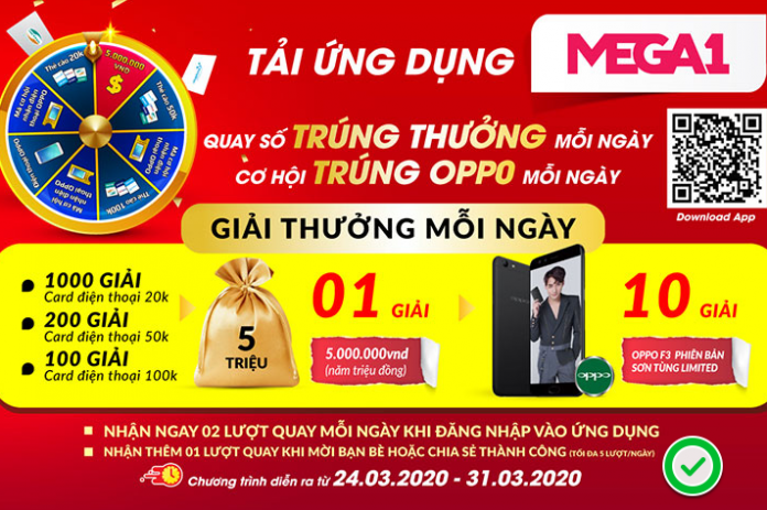 Kiếm thẻ cào 50K miễn phí & điện thoại oppo từ Mega1