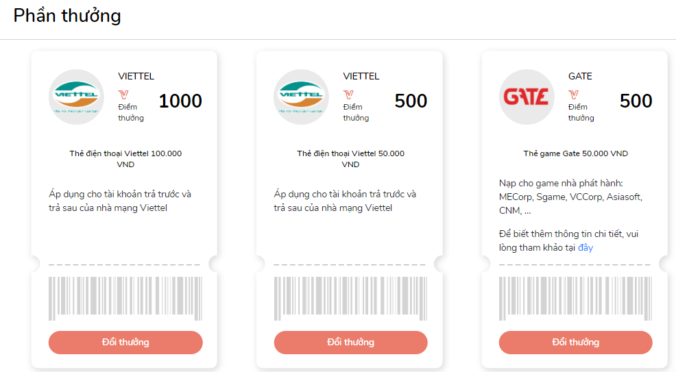 Đổi thẻ cào, thẻ game từ khảo sát kiếm tiên online voice pick