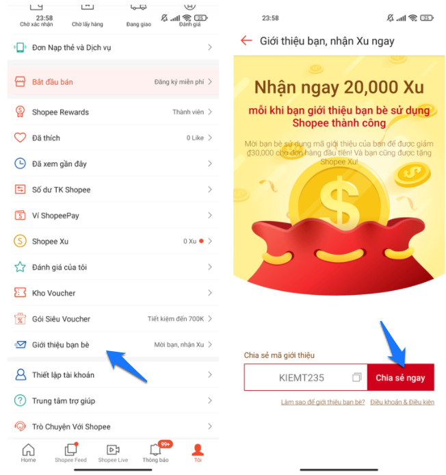 Lấy mã giới thiệu Shopee ở đâu mới nhất, lay ma gioi thieu shopee