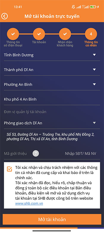 Nhập mã giới thiệu SHB online nhận tiền thưởng