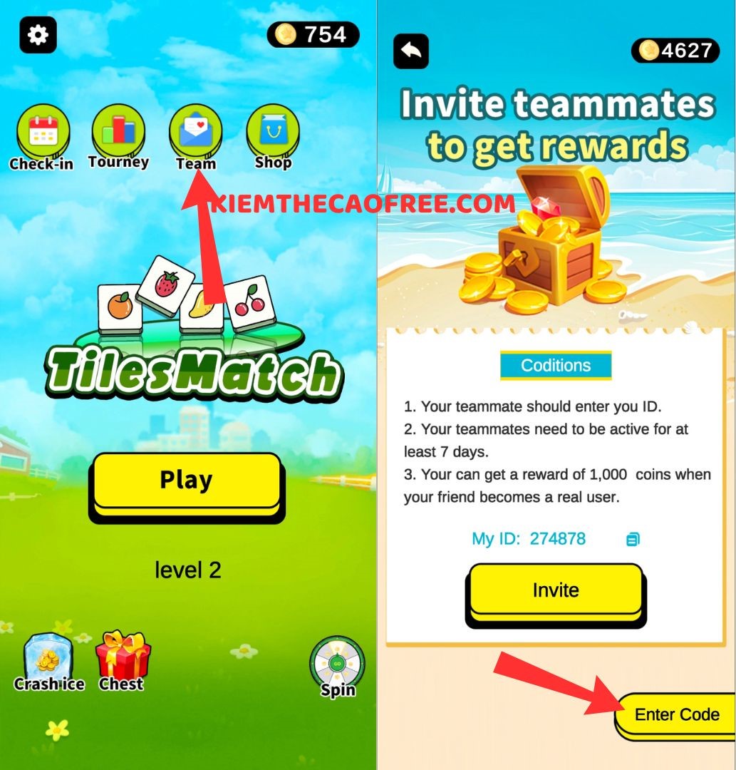 Hướng dẫn giới thiệu bạn bè cùng chơi game kiếm tiền từ App Tiles Master