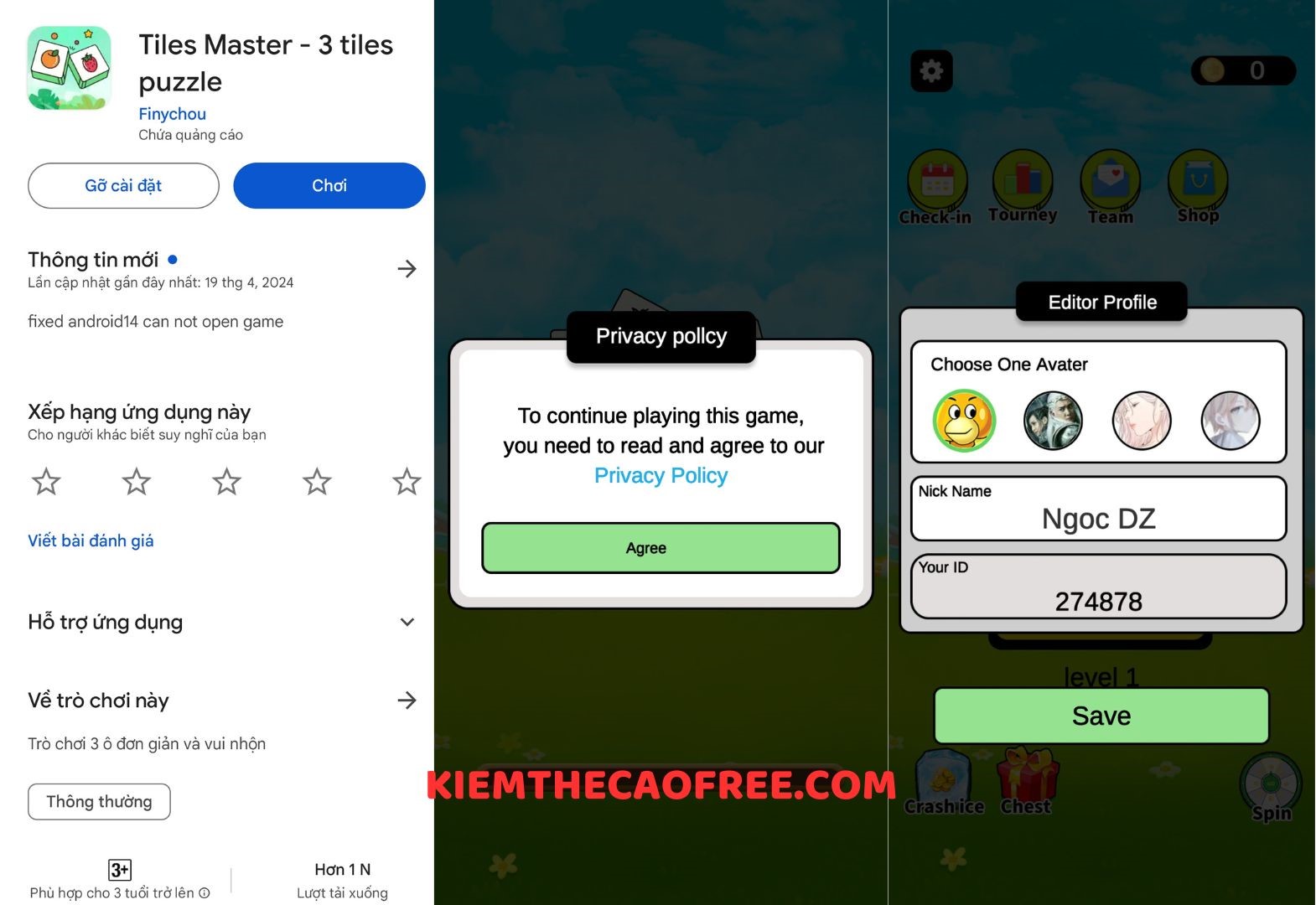 Hướng dẫn cài đặt chơi game kiếm tiền App Tiles Master