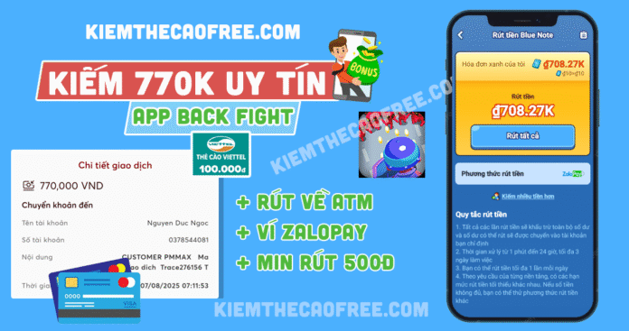 App Back Fight chơi game kiếm tiền miễn phí uy tín
