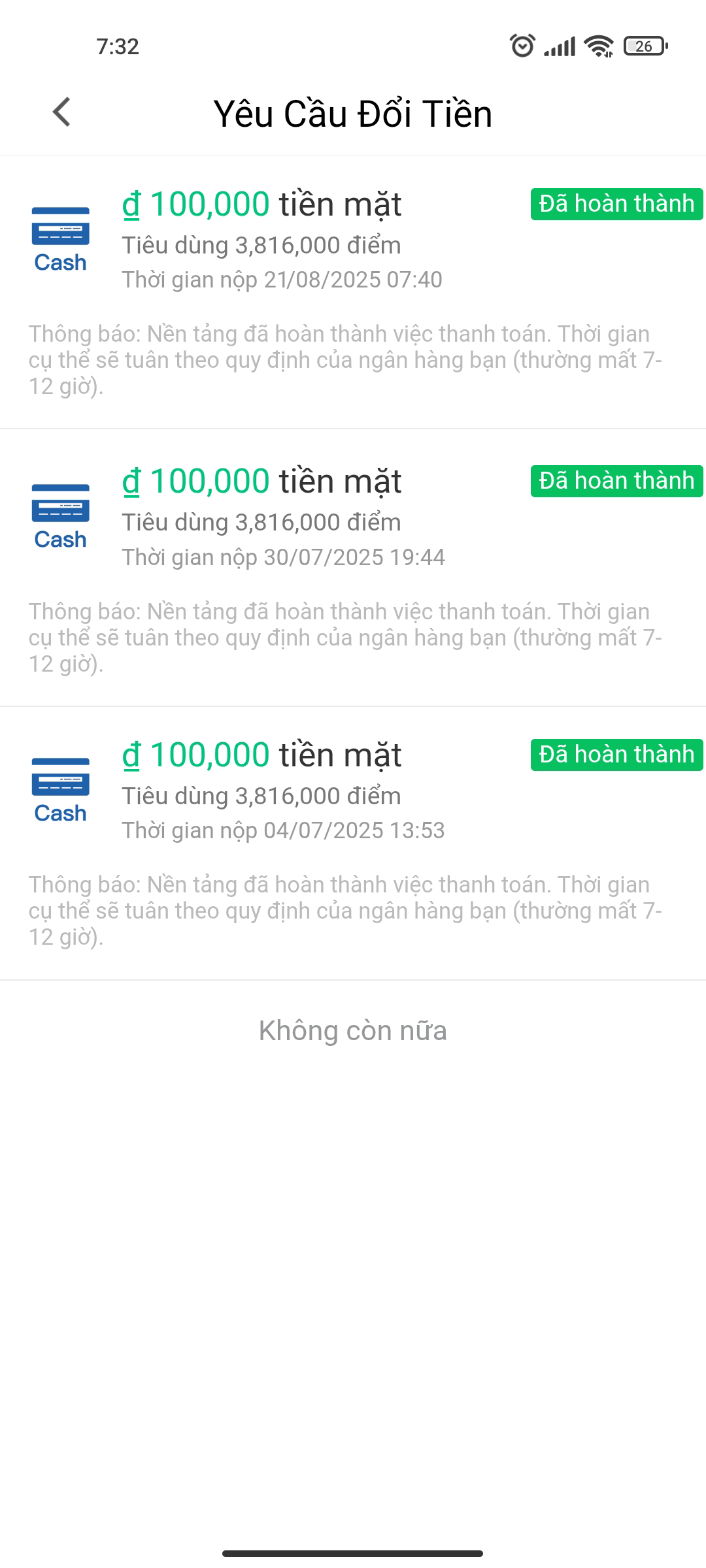 Rút tiền thành công 100K từ App FunDrama về tài khoản ngân hàng