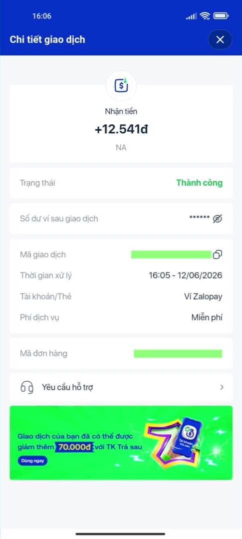 Rút tiền từ App BBQ Sort về tài khoản ZaloPay thành công