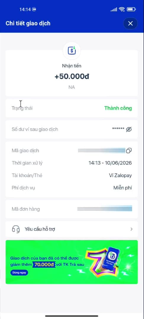 Rút tiền từ App Earn Bay kiếm tiền về tài khoản ZaloPay thành công