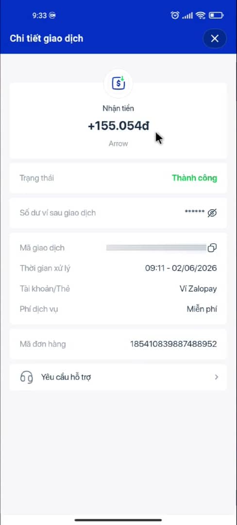 Cách rút tiền từ App Arrow To Rich về ZaloPay thành công