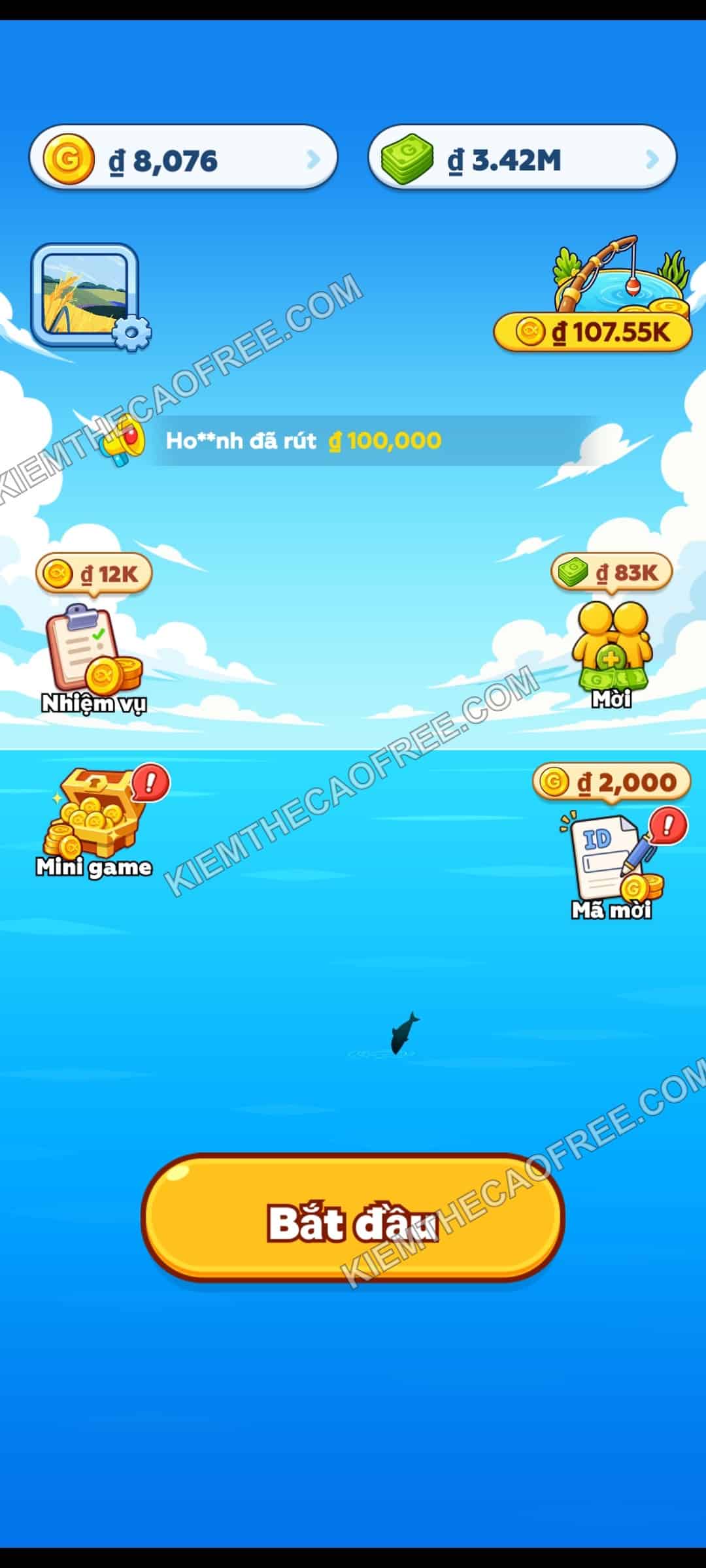 Giao diện App Ocean Merger kiếm tiền online trên điện thoại Giao diện App Ocean Merger kiếm tiền online trên điện thoại